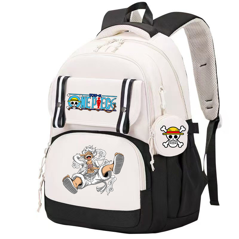 Travel Accessories As Gifts - กระเป๋าเป้ลายอนิเมะวันพีซ ขนาดใหญ่ สำหรับนักเรียน พร้อมกระเป๋าใส่เหรียญขนาดเล็ก เหมาะสำหรับใส่แล็ปท็อป ใช้เดินทาง