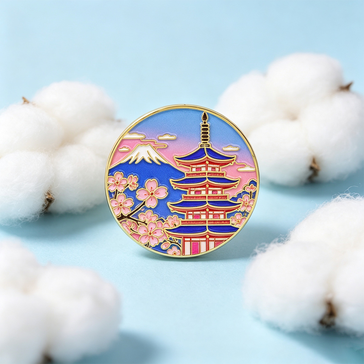 Travel Accessories Jewelry - เข็มกลัดเคลือบลายดอกซากุระญี่ปุ่นแบบวินเทจ ของตกแต่งกระเป๋าเป้สะพายหลัง ของขวัญสำหรับคนรักการเดินทาง