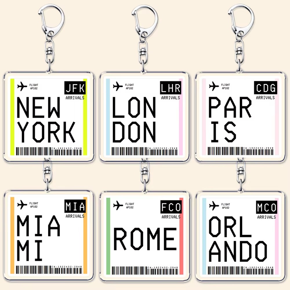 Travel Accessories Jewelry - พวงกุญแจบอร์ดดิ้งพาสตั๋วเครื่องบินสำหรับเดินทาง ลอนดอน ปารีส โตเกียว นิวยอร์ก พวงกุญแจสำหรับกระเป๋า